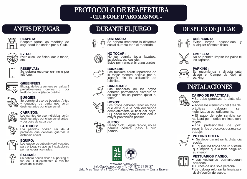 Protocolo apertura Golf d'Aro